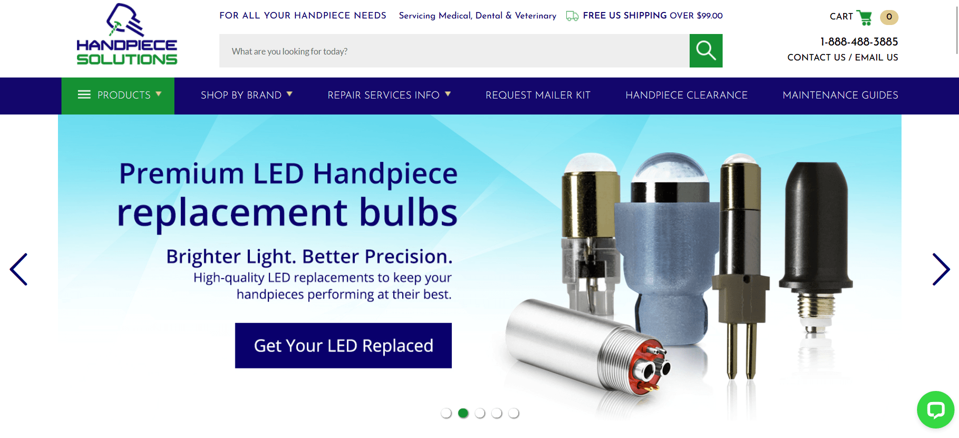 HandpieceSolutions.com - Turbify Dental Equipment Store Redesign with Mega Menu and Custom Referral Program