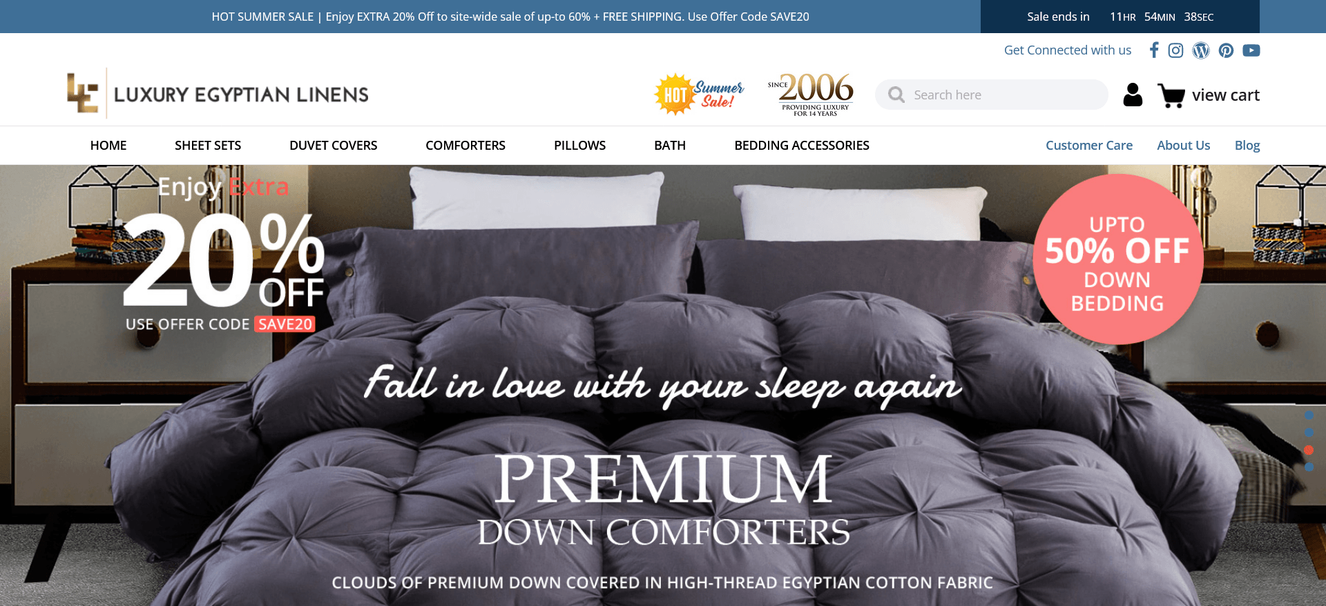 LuxuryEgyptianLinens.com - Turbify Store Redesign with Custom Product Options and Mega Menu